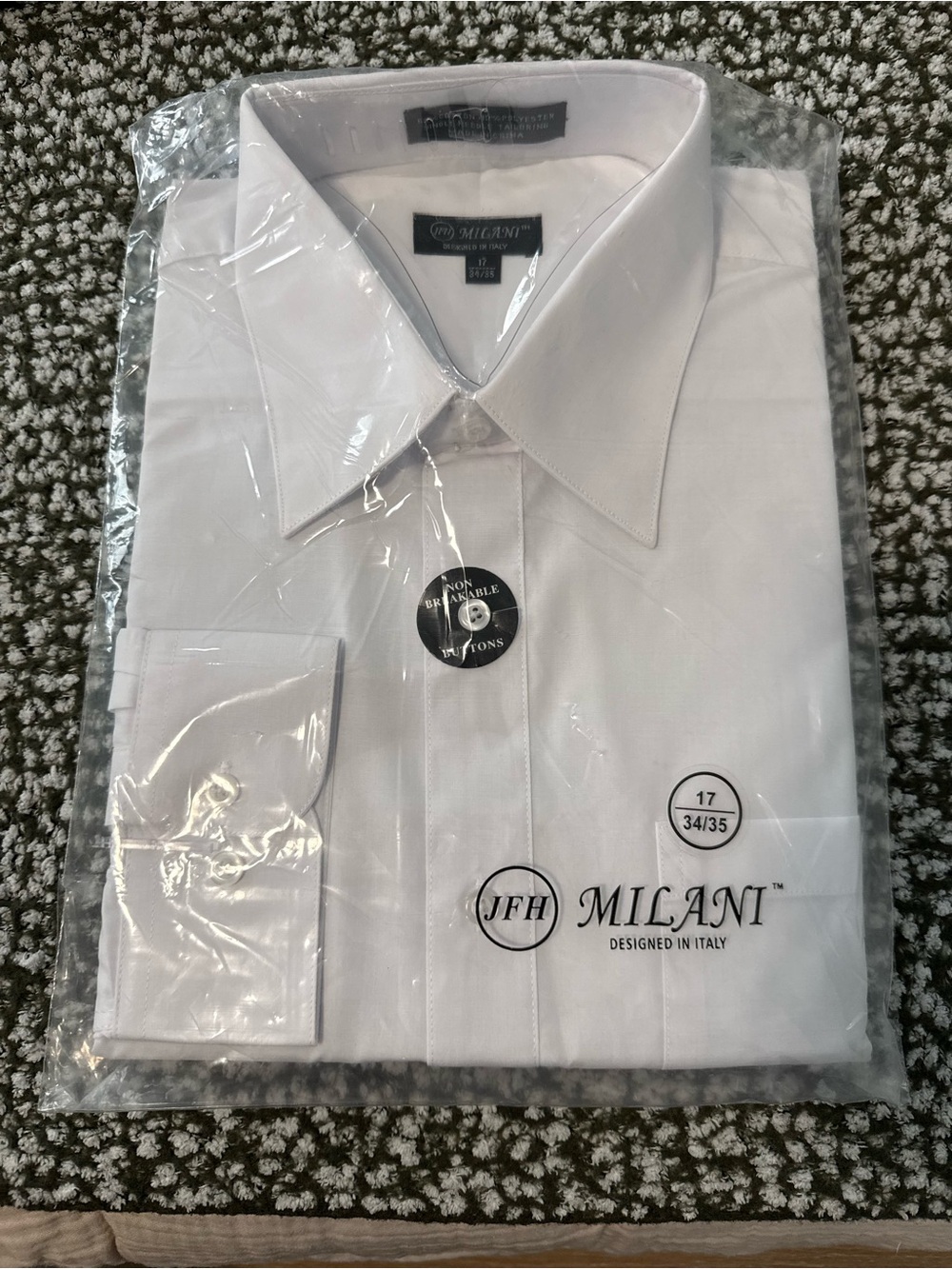 Milani White Men's Dress Shirt - Spread Collar Long Sleeve